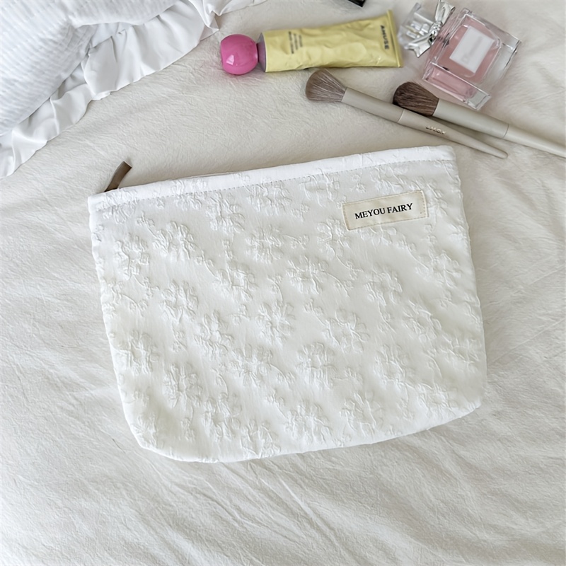 TEMU Trousse de maquillage à nœud floral pour femme, pochette de rangement, trousse de retouches, pochette intérieure, organisateur portable, trousse