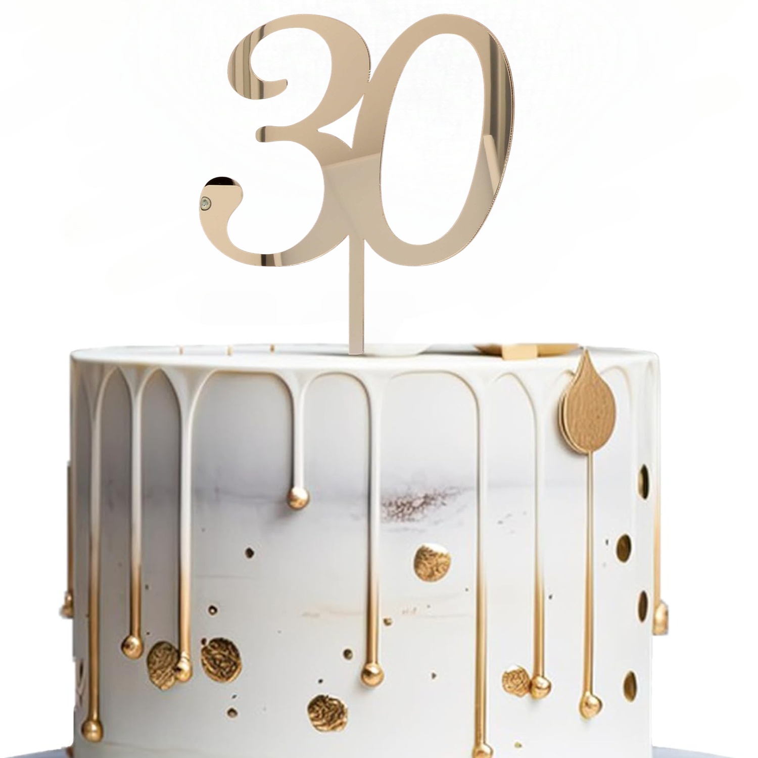 Image of 30 Topper - Acrylic Birthday Decor, Shimmering Golden 30th Birthday Topper For Milestone Celebrations, Parties & Anniversaries - Premium Cake Decorating Supplies - 1pc