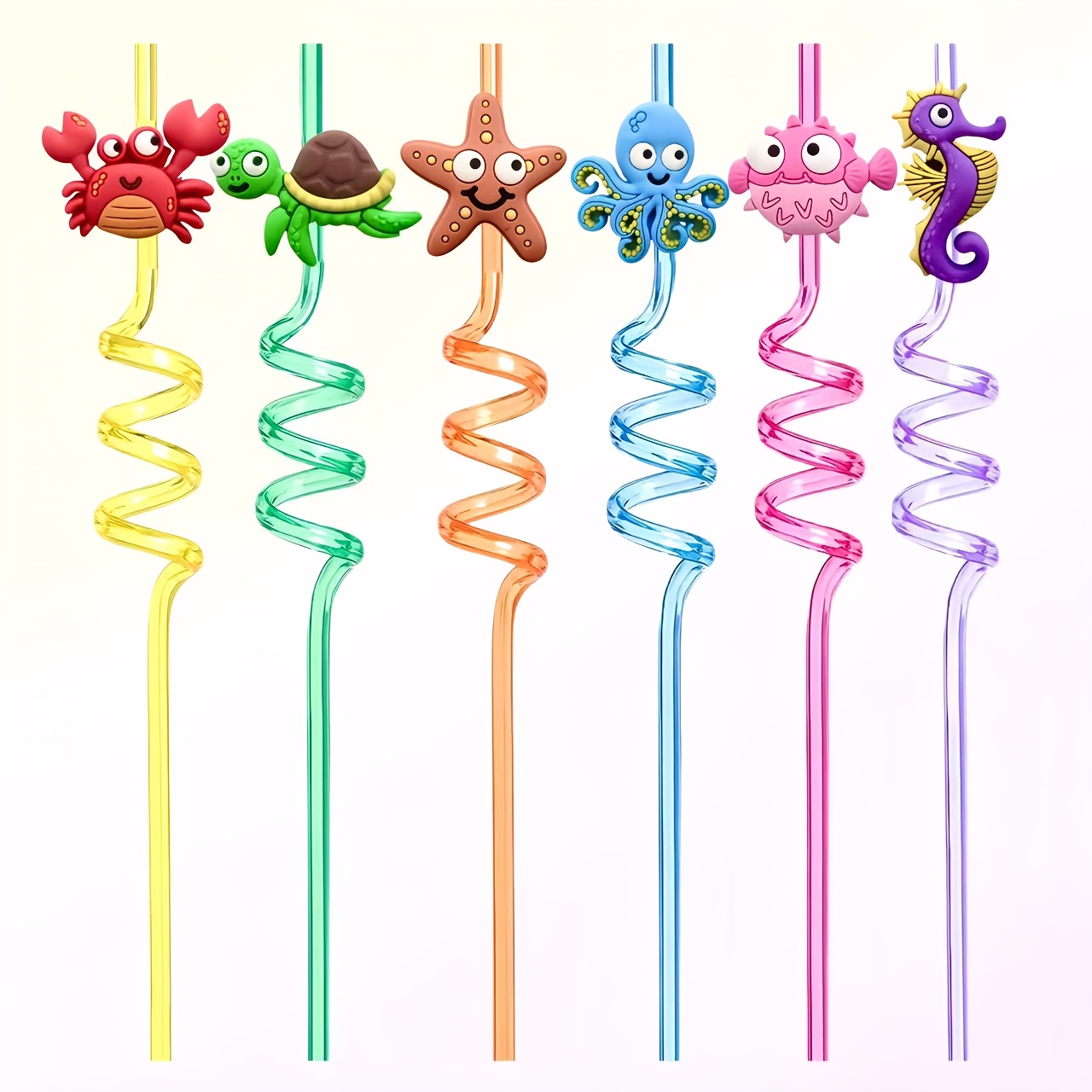 TEMU Ocean-themed Straws, Reusable Straws, Party Decoration Straws.