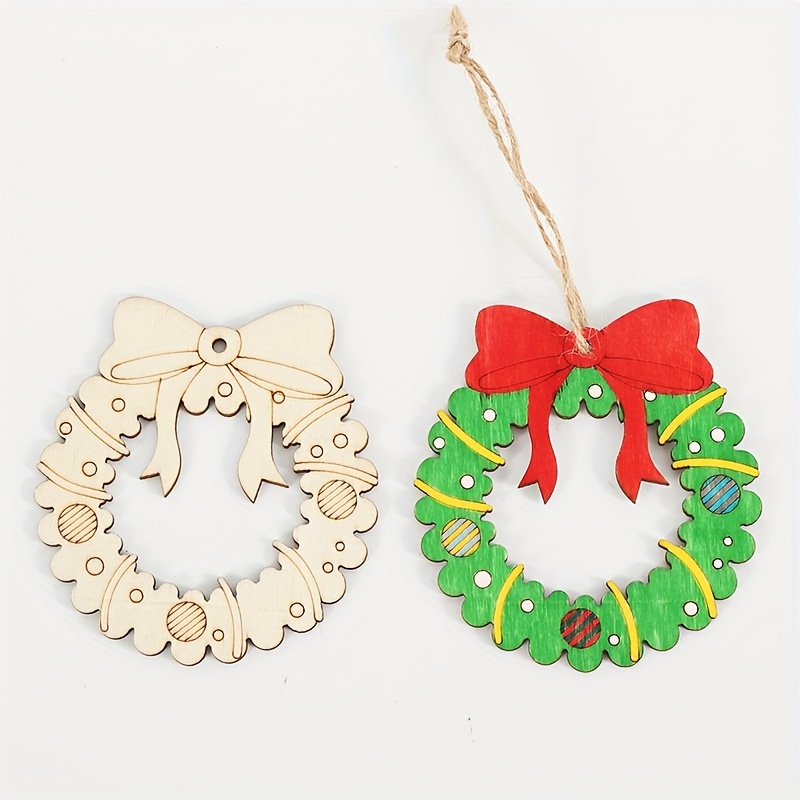 

10pcs Diy Christmas Wooden Ornaments - Unfinished Blank For Painting & , For Decorations &