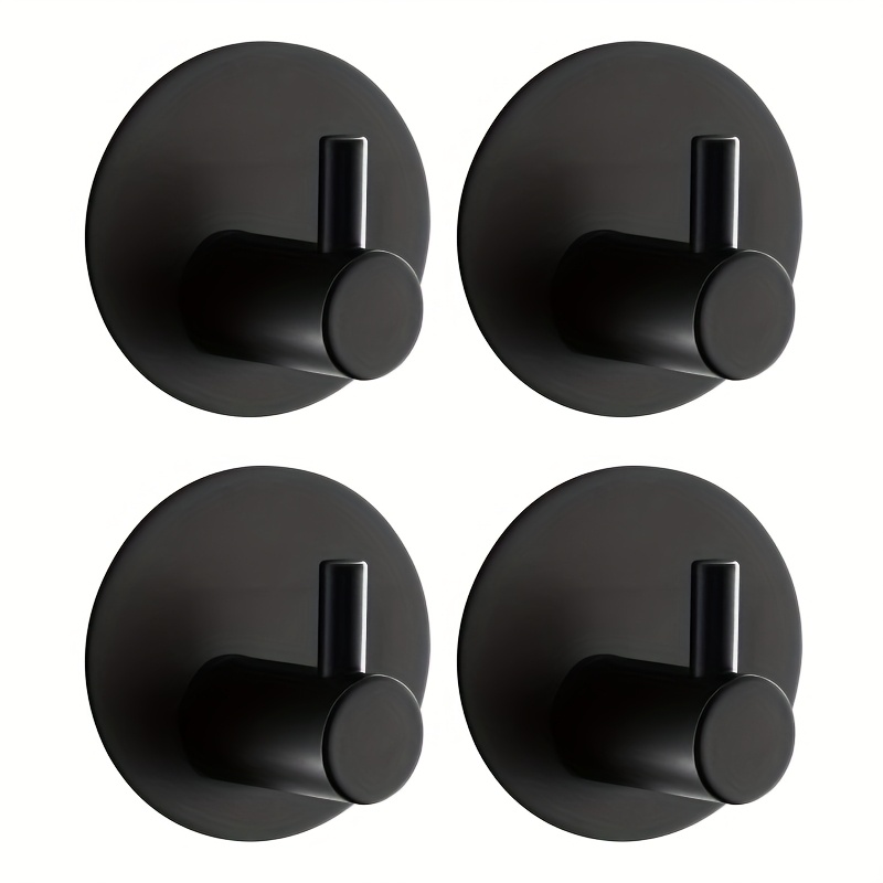 4pcs Multifunctional No-drill Auxiliary Hooks, Easily Hang Aprons, Towels, Bath Sponges, Counter Space, Waterproof Material, In Black And Silver, For , Apartments, Small Households, Utility Hooks