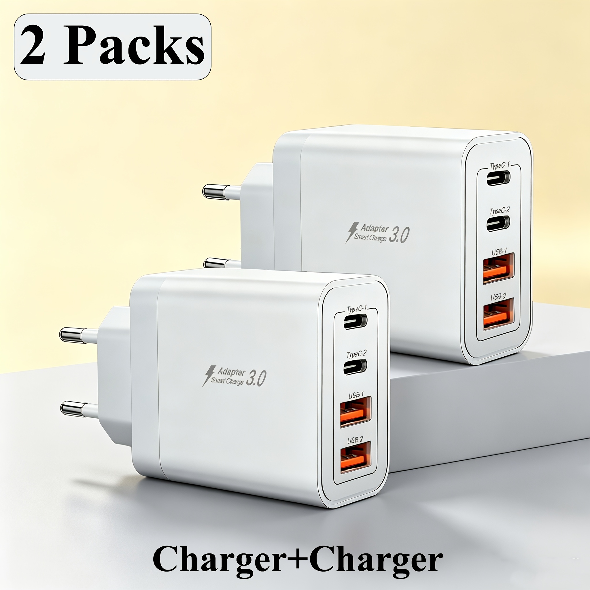 Image of Usb-a And Usb-c Ports Eu Plug Charger 4-outlet Multi-device Compatible Wall Adapter Suitable For Office/study/home/travel Use For Iphone 16/15/14/13/12/11, Ipad, S18/s20/s21/s19, Etc