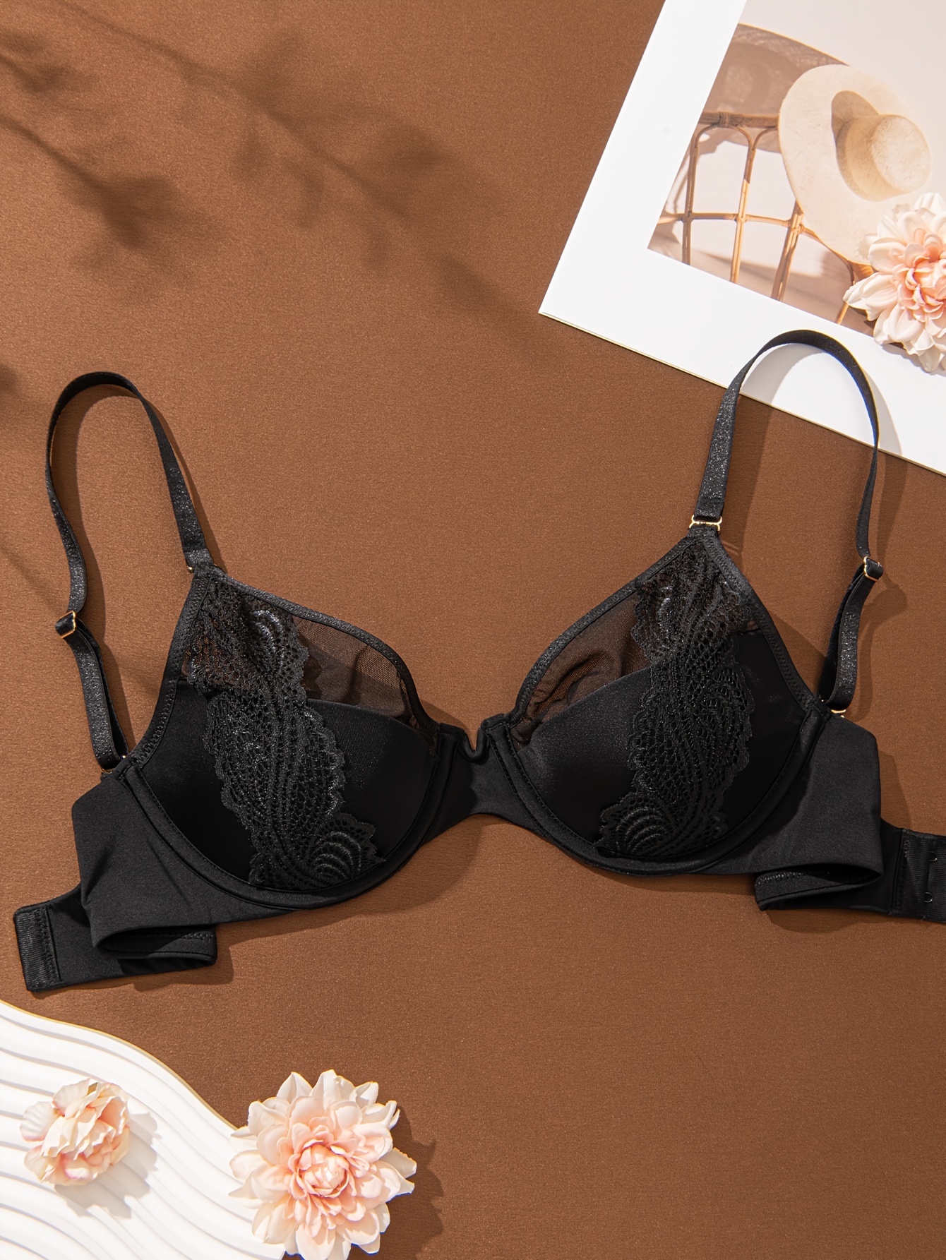 Valentine's Day Lace Mesh Unlined Bra Comfy Breathable Push - Temu