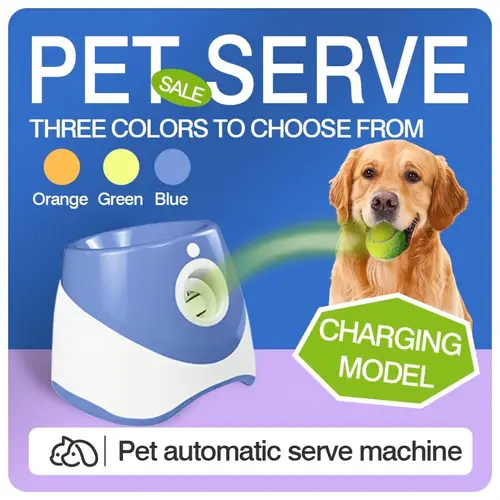 rechargeable dog ball launcher usb charging pet serve machine 4 color options adjustable speed range ideal for outdoor play training lithium battery powered