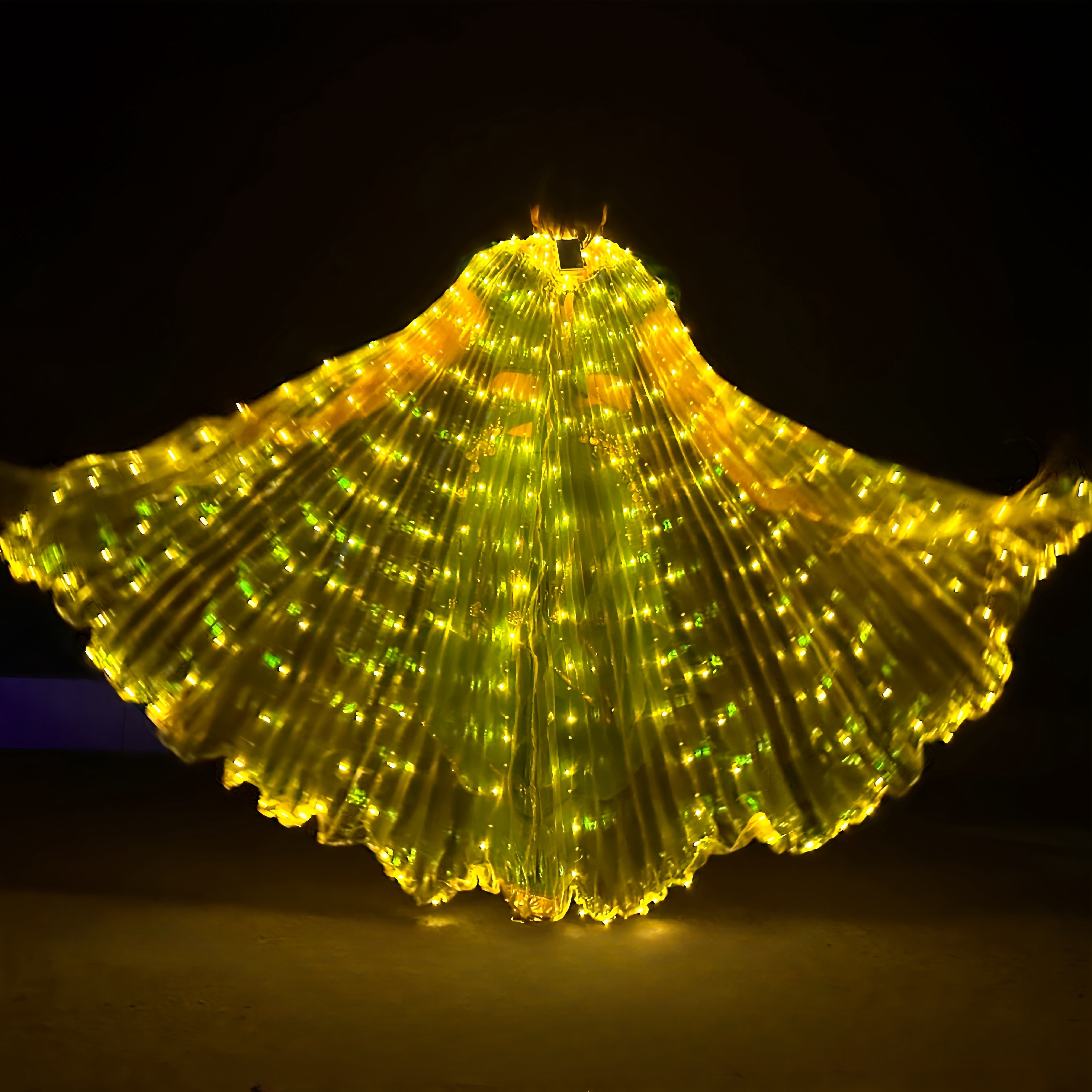 womens led   wings dance costume polyester     cloak with adjustable straps illuminated performance prop without battery 1pc yellow   size