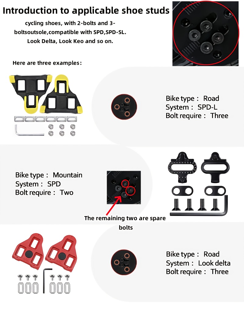 Cycling Spd Bolts Bolt Types Of Cycle Cleats Men's Cycling Shoes