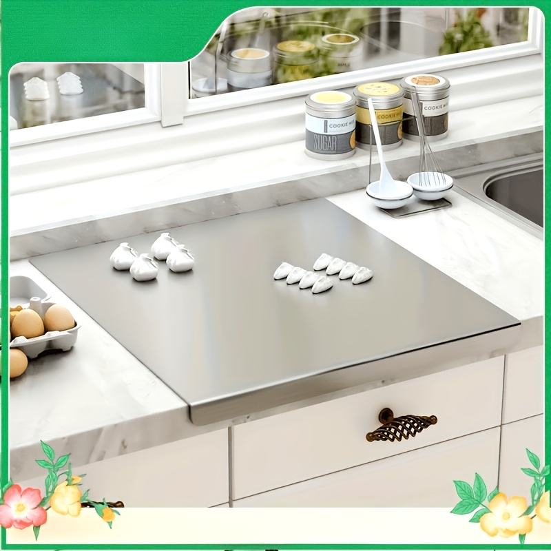 TEMU Oversized 40x60cm/16x24in Stainless Steel Cutting Board, 304 Stainless Steel Cutting Board Boardnon-slip Surface, Dishwasher Safe, Easy To Clean, Suitable For Meat, Vegetables, Baking, Restaurant