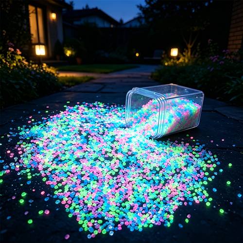 1650 in The Dark Landscape Pebbles, Multi Color Luminous Outdoor Stones for Garden Border, Aquarium, Yard Pathway, Bonsai , Fish Tank, Flower Container, , Micro Landscape, Durable Supplies 36.4G/1.284Oz