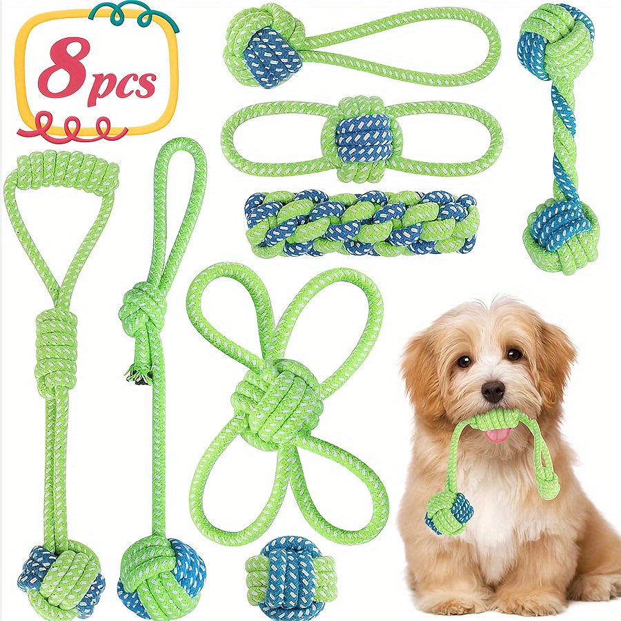 

8pcs Dog Rope Knot Training Supplies Outdoor Dog Training Interactive Supplies Boredom Chew Toy Combination Self-entertaining Teeth Cleaning Chew Training Supplies