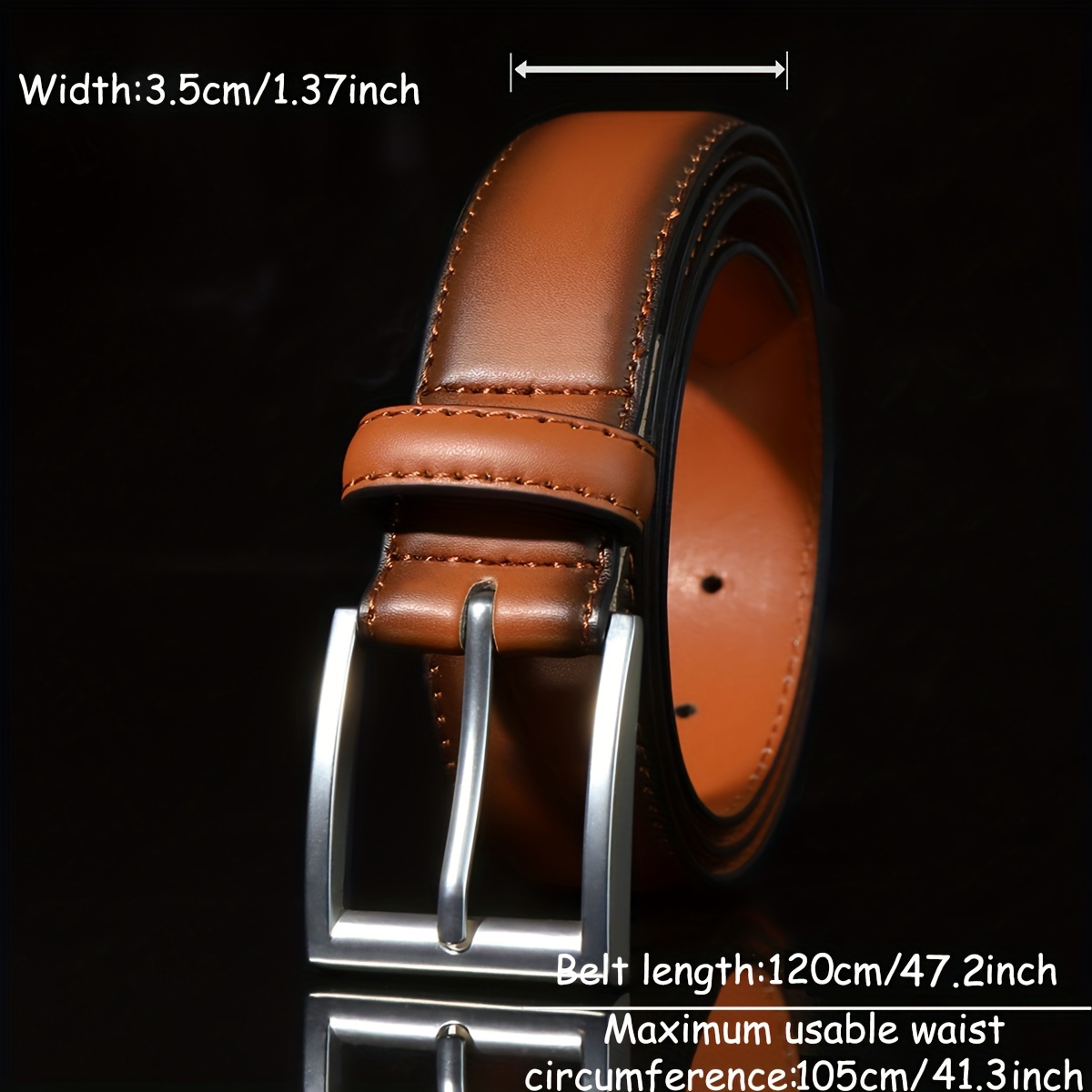 

1pc Men's Brown Belt, Square Zinc Alloy Needle Buckle Belt, Pu Leather Belt, Medium Waistband, Suitable For Daily Use