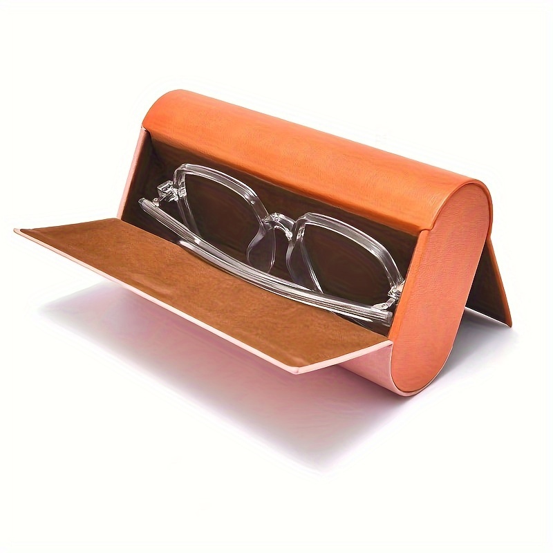 

Fashionable Double-layer Glasses Case - Leather, Portable Stylish Eyewear Holder, Suitable For Of Glasses, -resistant In Blue Or Orange.