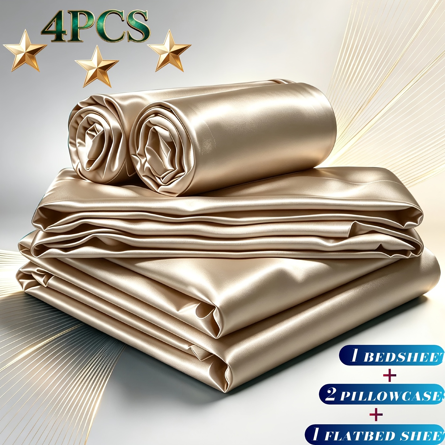 TEMU 4pcs Sd-colored Bedding (1pc Fitted Sheet And 1pc Flat Sheet And 2pcs Pillowcases)