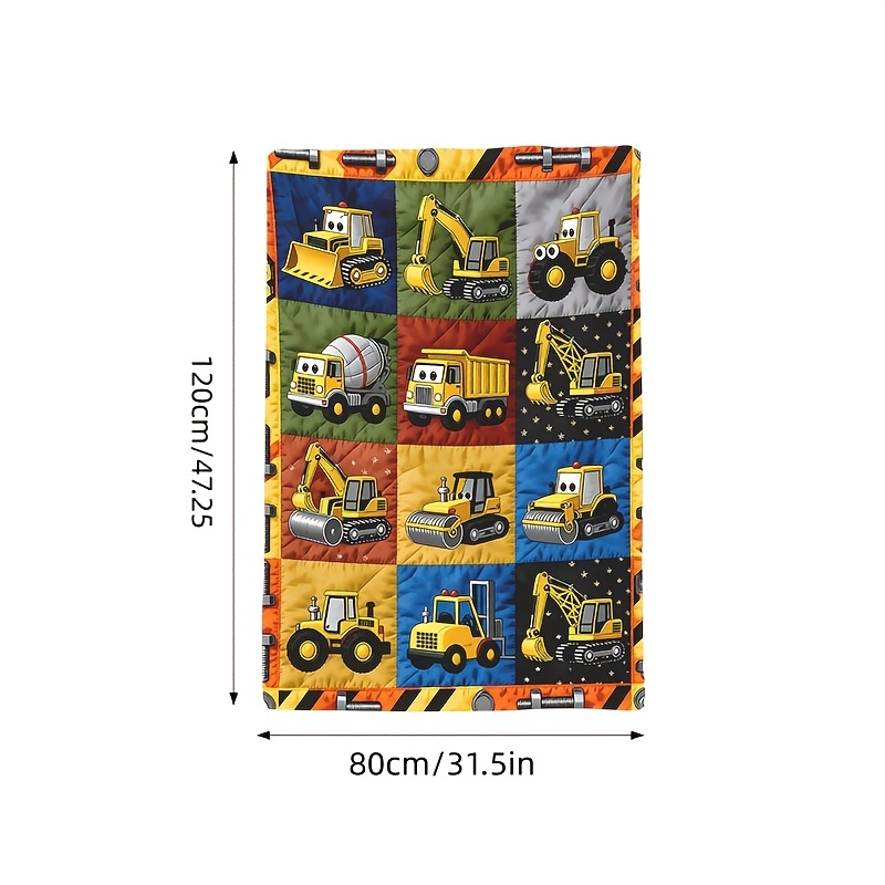 Cartoon Construction Vehicle Printed Throw Blanket