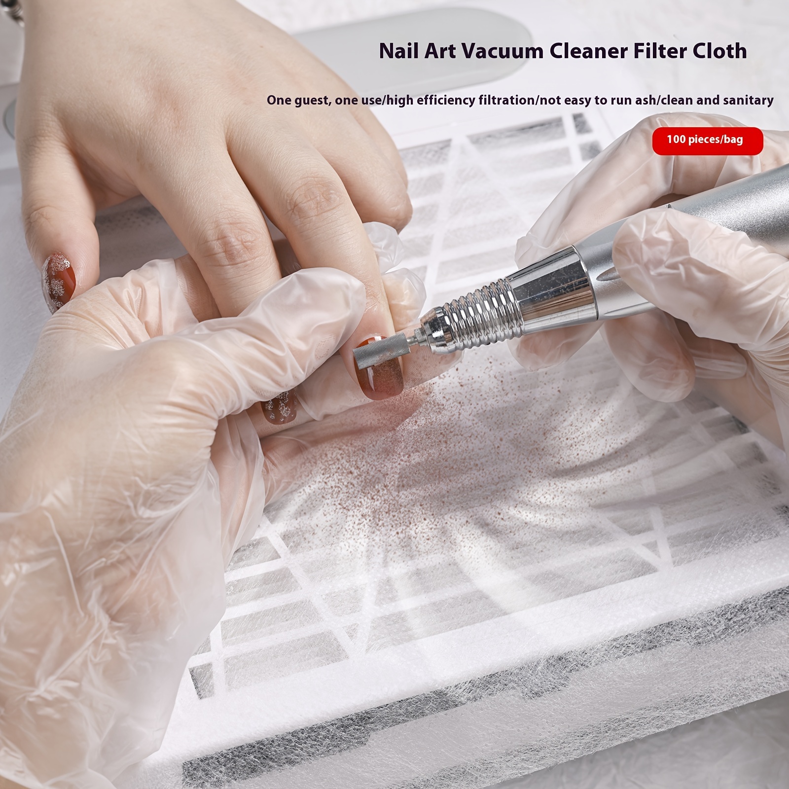 

100pcs Nail Dust Collector Filter Cloths - High-efficiency Disposable Non-woven Nail Art Vacuum Cleaner Filters, , For Salon Dust Collection Tools And Accessories