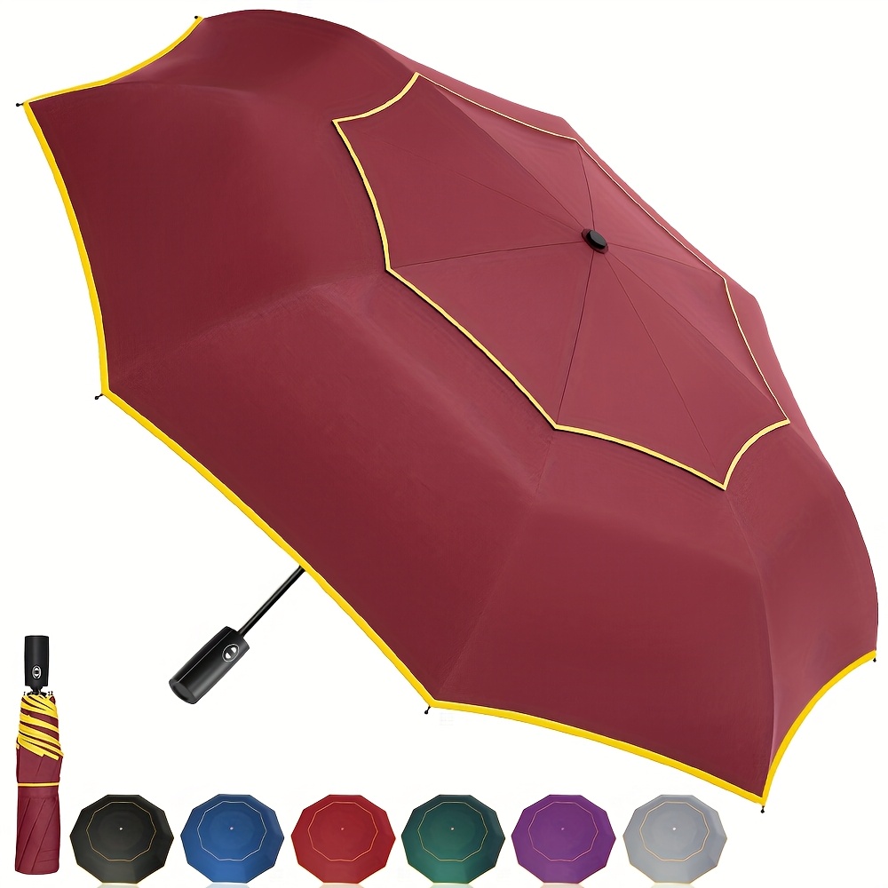 Mini parapluie de voyage pliable coupe-vent avec étui, protection solaire et pluie UPF 50+, noir