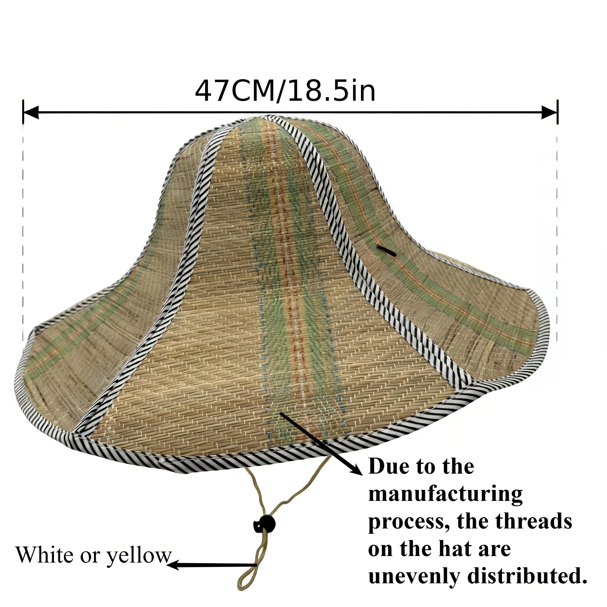 TEMU 1pc Random Style Outdoor Hat | Foldable Straw Hat For, Fishing, Camping | Green Fabric, Metal Details