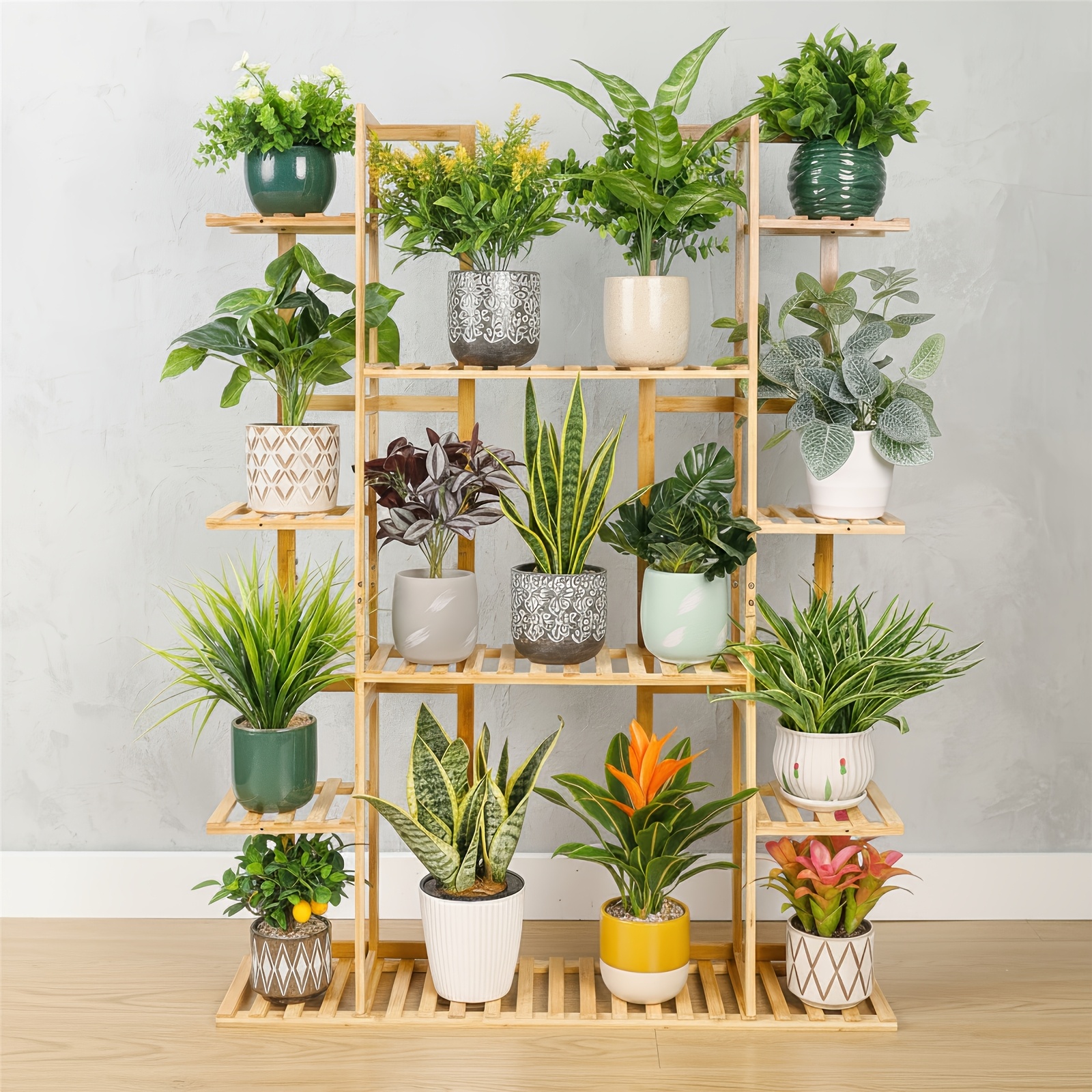 bamboo plant stand high low plant holder shelf corner flower - Temu  Netherlands