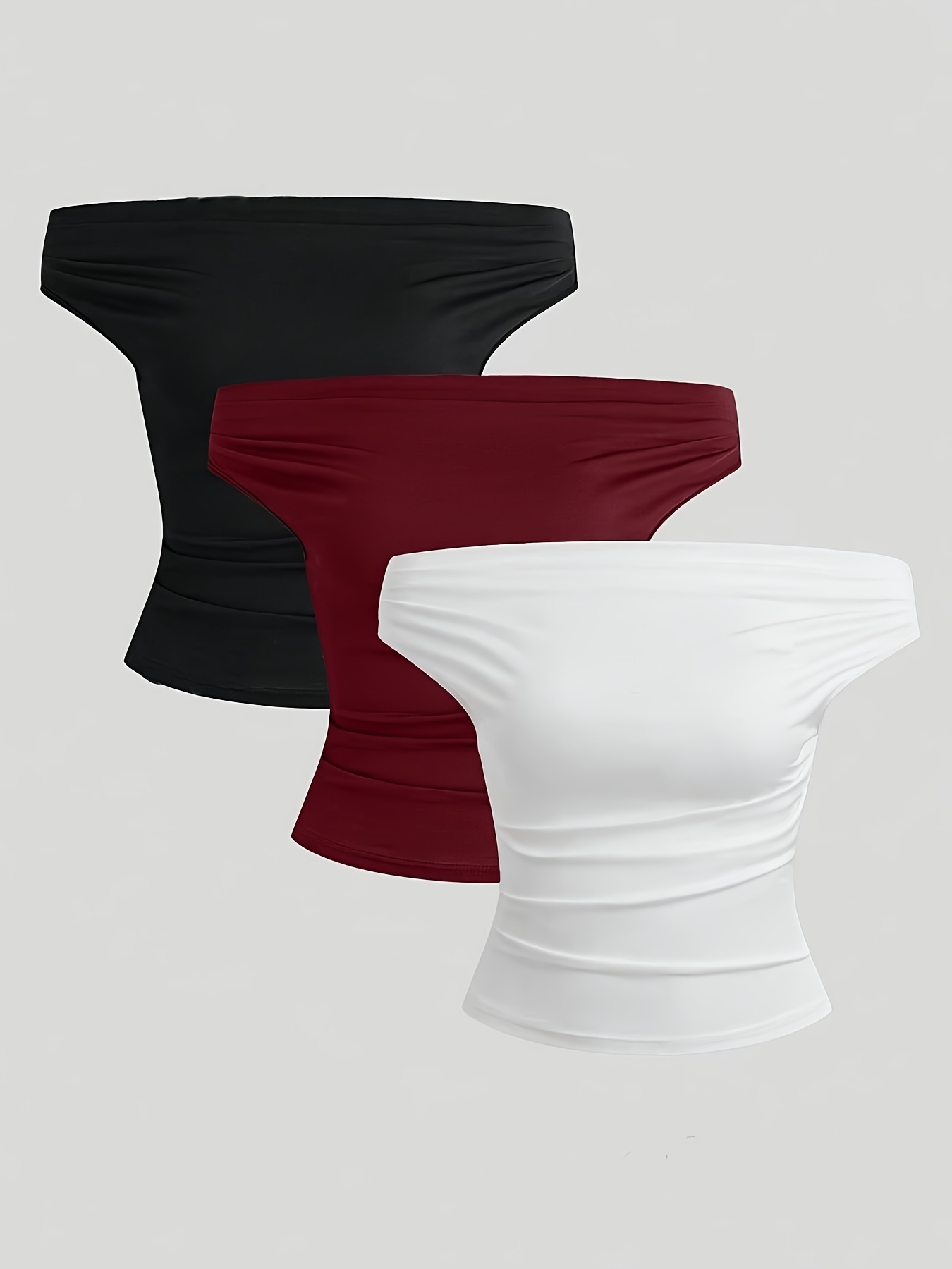 Hauts élégants manches pour femmes Noir, Rouge, Blanc, Mode d'été,  Vêtements manches Style Texture