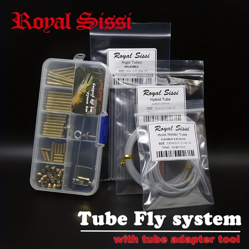 

Royal Sissi Tube Fly Tying Kit With Adapter Tool And Brass Conehead Tubes - Universal Fly Tying System For Salmon And Steelhead, Copper Material, Includes Elastic And Soft Inner Tubes