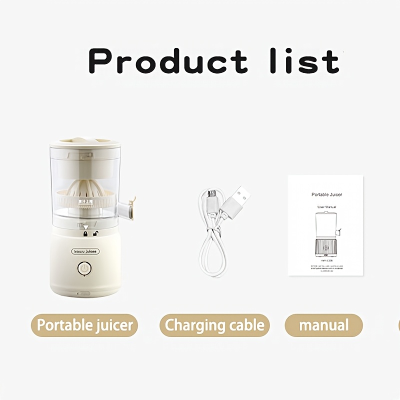 TEMU Portable Juicing Cup, Electric Citrus Juicer, Rechargeable Fruit Juicer, Suitable For Weight Loss, Plans, Household Use, And Travel Carry-on (double-click To Turn On)