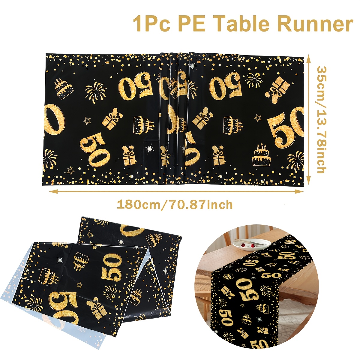 TEMU 1 pièce, décorations de mariage, décoration d'été, décoration de jardin pour l'extérieur, décoration extérieure, chemin de table 50 ans joyeux