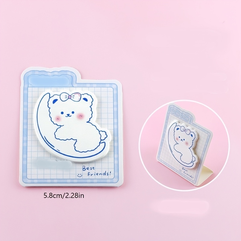 4 Packs of Adorable White Bear Sticky Notes, 100 Sheets Total