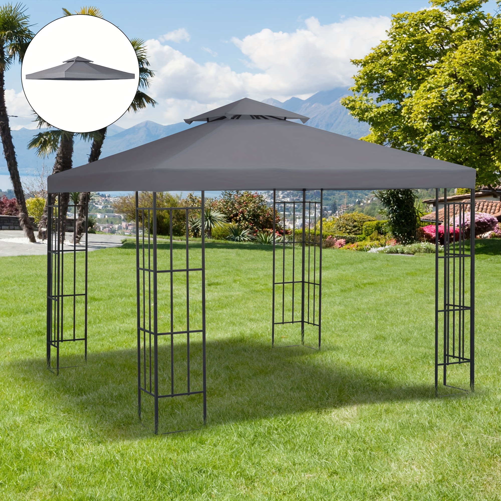 

9.8' X 9.8' Gazebo Replacement Canopy, 2-tier Top Uv Cover For 9.84' X 9.84' Outdoor Gazebo, (top Only)