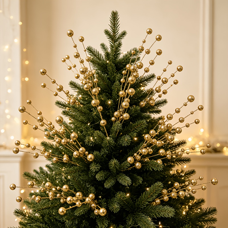 TEMU 26 Branches d'Arbre à de Noël Simulées - Décoration de Branche de Sapin de Noël Rose , Incluant des Branches Éblouissantes - Décoration de