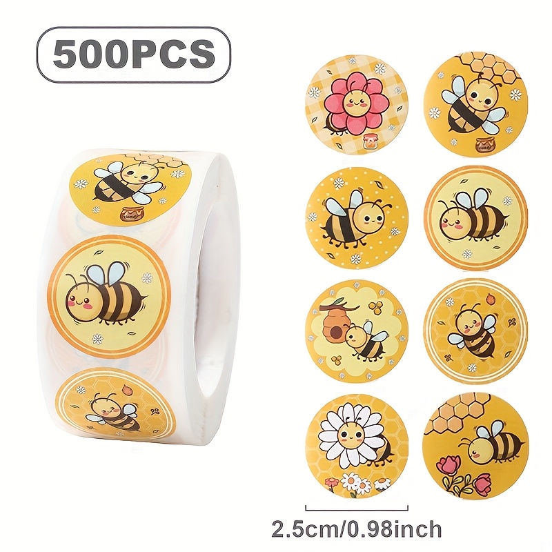 500pcs Wood Pattern Bee Stickers, Self-adhesive Bee-shaped Seals For Wood Surfaces, Single Use Decorative Stickers For Gift Boxes And Labeling