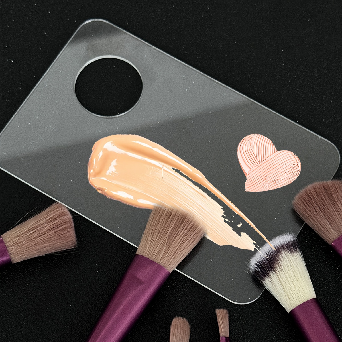 Makeup Palette Set Aus Metall – Edelstahl Mischplatte + Spatel, Für Foundation & Creme, Profi-Werkzeug