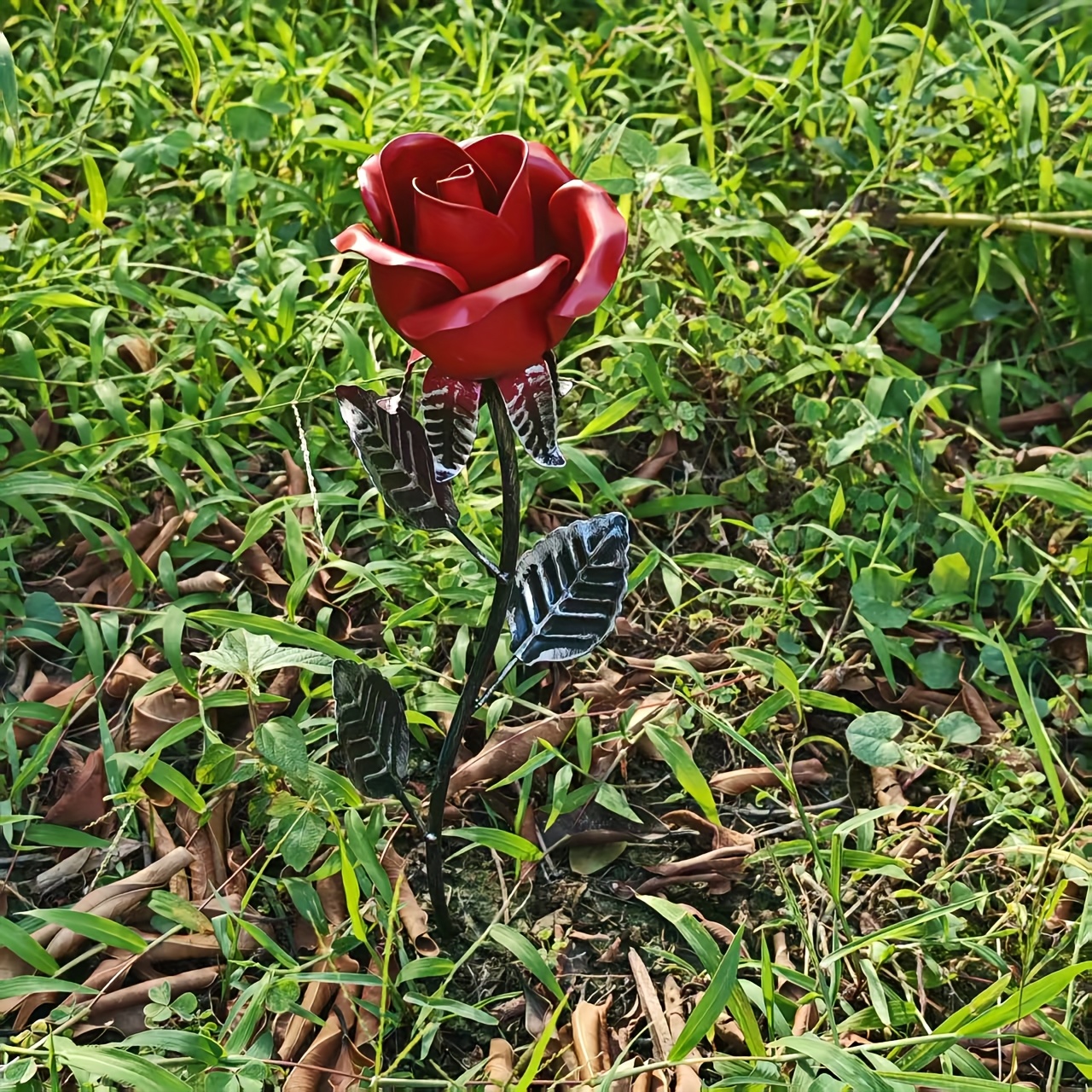 Image of Eternal Metal Rose Bonsai Statue, Suitable For Flower Bed, Desktop, Entryway, Vase, Yard Artificial Floral Decoration - Gift Idea For Valentine's Day, Mother's Day, Thanksgiving & Party