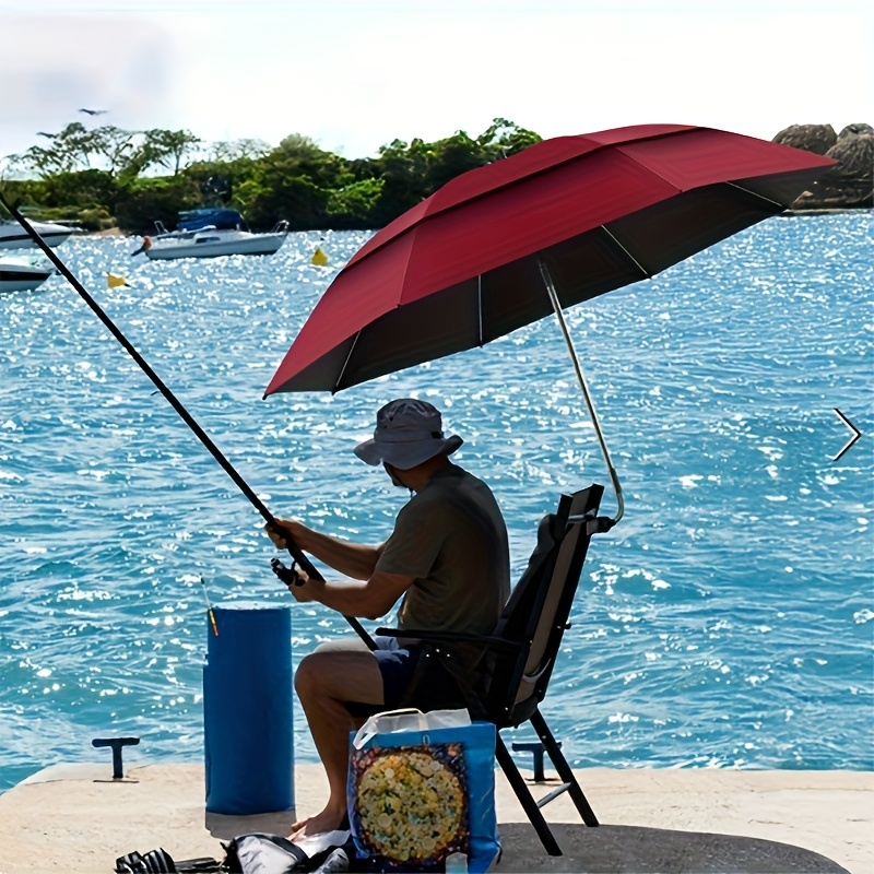 beach chair umbrella with universal clamp adjustable 360 rotation outdoor sunshade umbrella double layer vent uv protection beach umbrella with storage bag portable clamp umbrella for beach chair patio camping and outdoor use