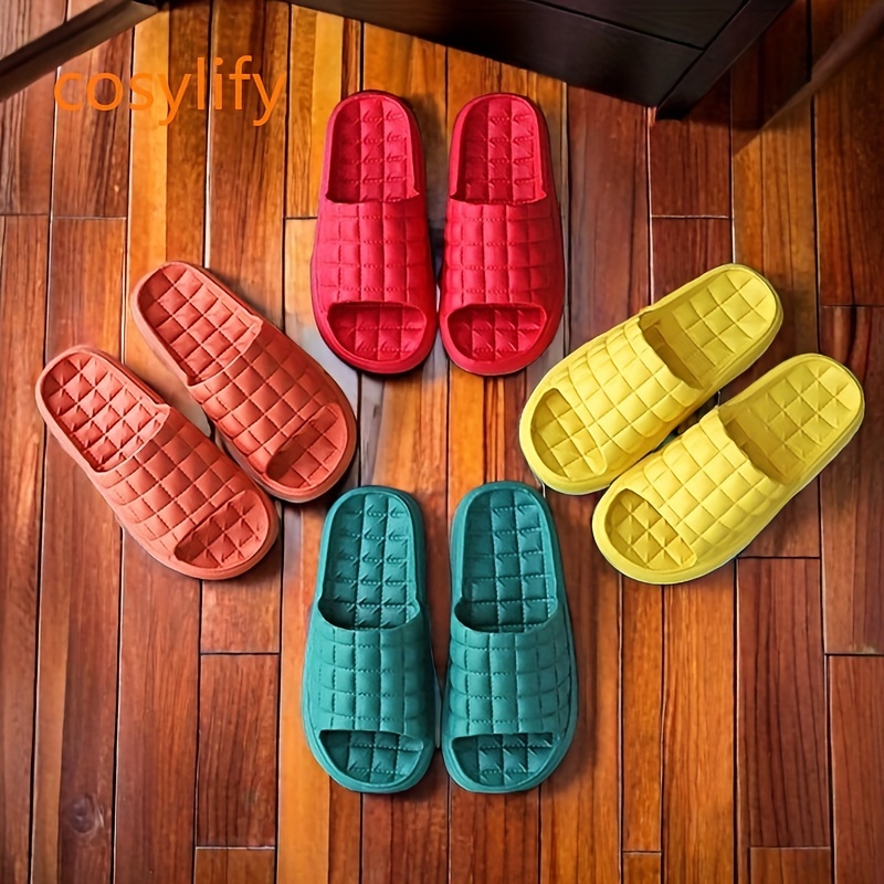 

Anti-slip Solid Color Pillow Slippers, Quick Drying Indoor & Outdoor Shower Slippers, Soft Sole Eva Slides Shoes
