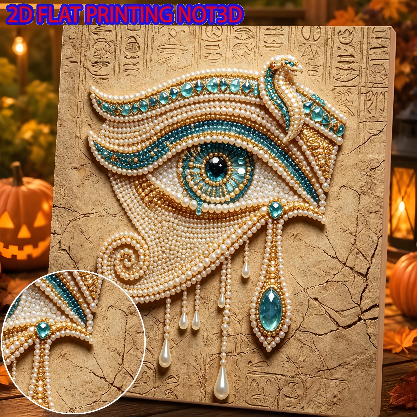 TEMU Peinture sur perle et diamant 2D plate 1pc Thème Œil d'Horus avec colle et , Ensemble d'art de perles de Noël, Inclut des outils et un sac de ,