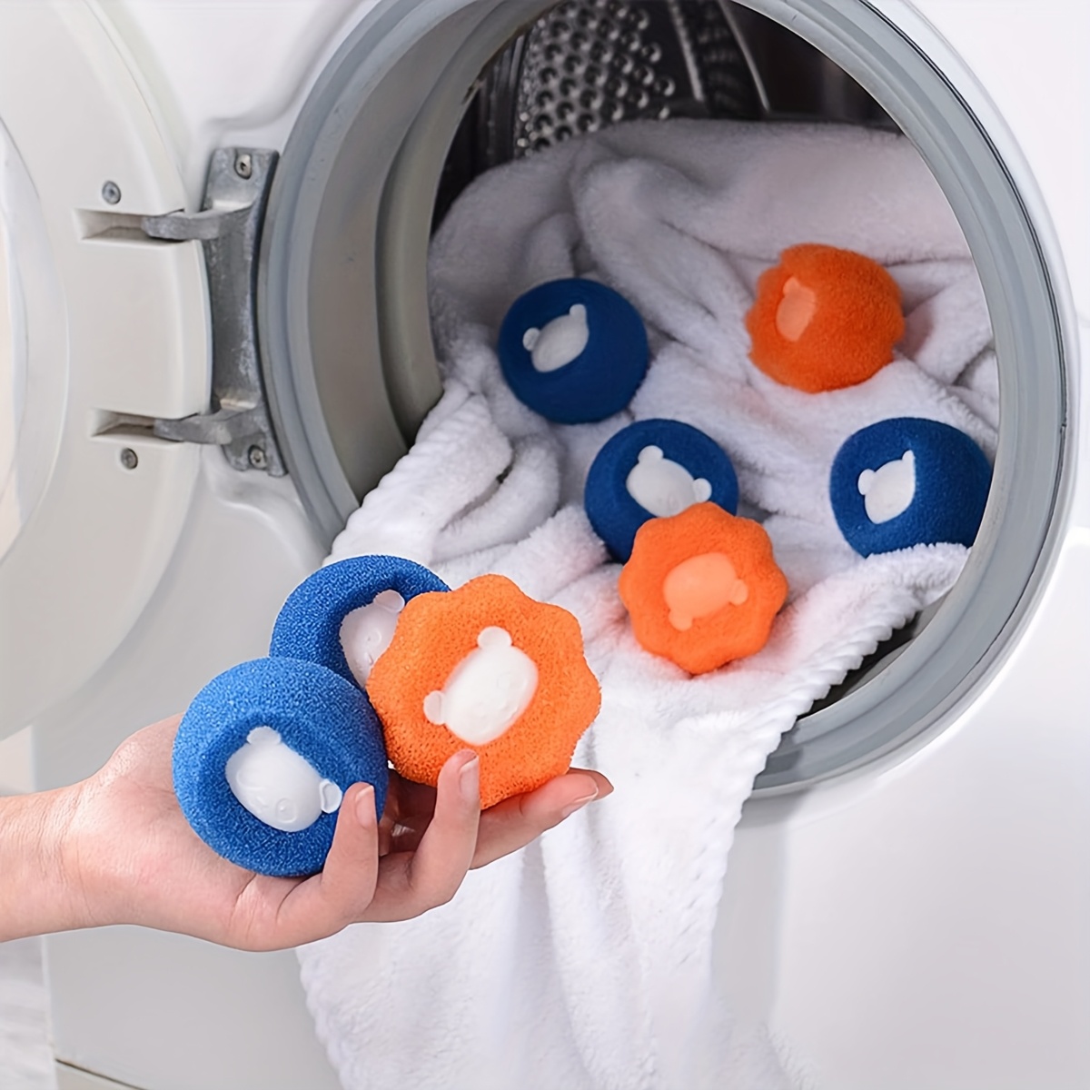 TEMU 12pcs Pet Hair Remover Laundry Balls Reusable Washing Machine For Clothes Bedding And Blankets