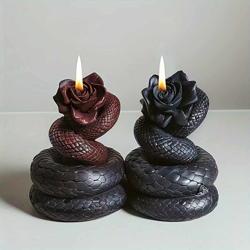 

1pcs 3d Snake Candle Silicone Mold - Diy Scented Candle And Diffuser Stone Crafting Mold, Home Decor Animal Mold For Halloween Decorations And Candle Making