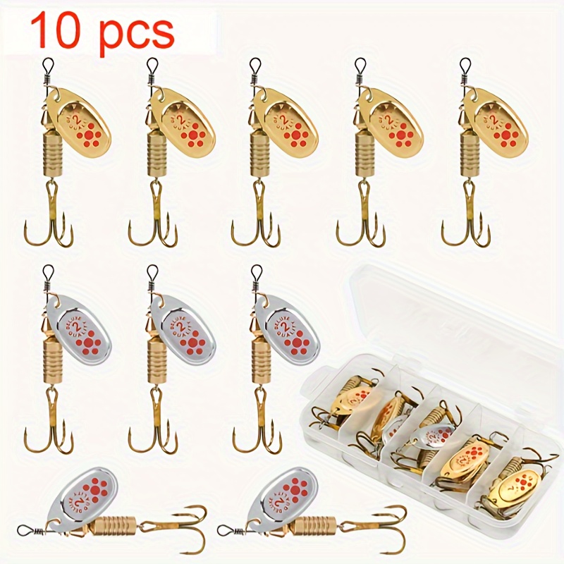 

10pcs 6.3cm 7g Spinning Spoon Shaped Lures, Suitable For Perch, Trout, Perch, Pike, Spinning Wobbler