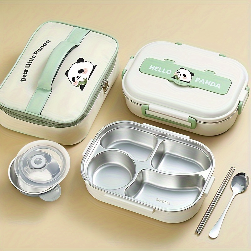 

1pc Microwave Oven Friendly Stainless Steel Insulated Lunch Box, Bento Boxes With Cutlery, Insulate Bag Soup Bowl For School Office
