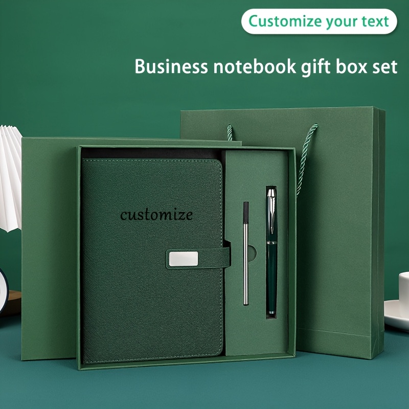 

A5 Premium Themed Notepad Gift Set, Personalized Plain , Custom Engraved , Includes Notebook, Pen & Refills, With Gift Box And Bag, For Business, Suitable For 14+