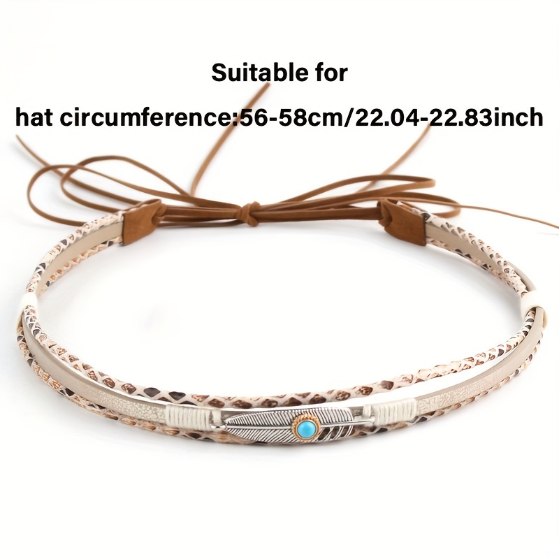 

1pc Fashionable Hat Band Accessory For Women And Men - Polyester Woven With Pu Leather & Alloy Feather, Boho Hatband For Beach, Cowboy & Western Hats Decor