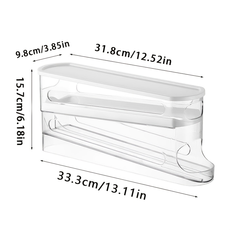 Image of [automatic Egg Storage] 1pc Automatic Double-layer Sliding , 12-14 Eggs Capacity - Design Organizer - Kitchen Essential Egg Storage Solution And Refrigerator Space- Egg Rack