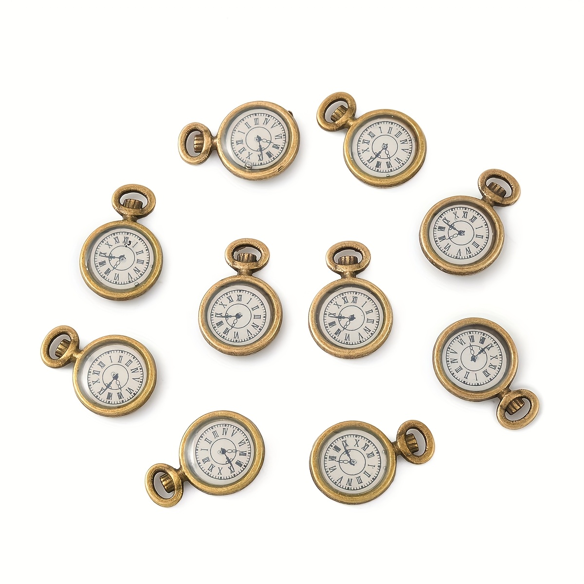 TEMU 10 Alloy Enamel Clock Pendants 17x11.5x3mm Accessories Suitable For Earrings Bracelets Necklace Diy Crafting