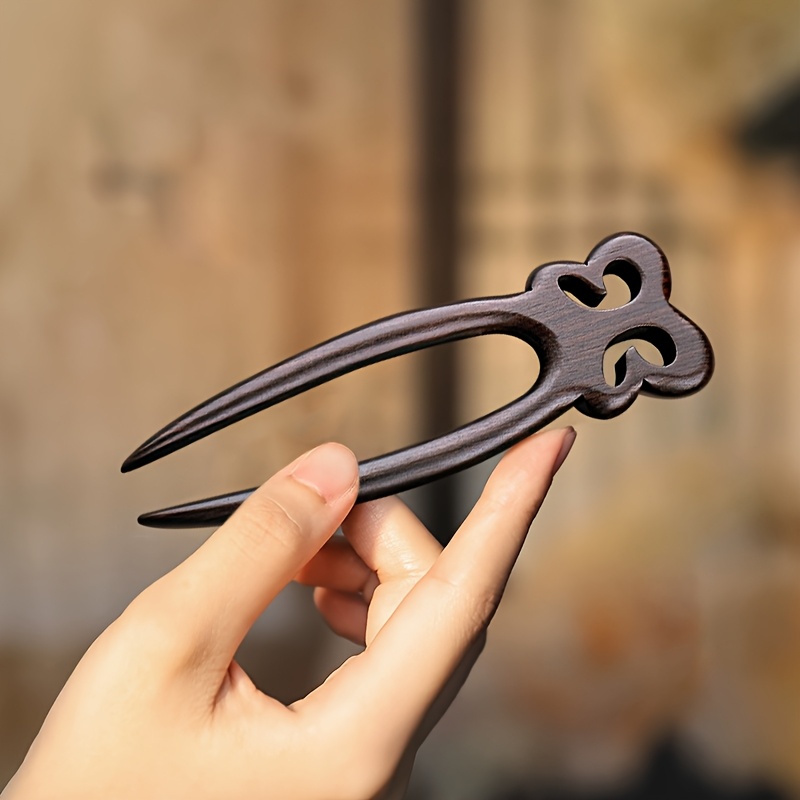 TEMU Ladies' Hair Additions Handmade Solid Wood Hairpin Bun Hairpin Party Performance Party High-end And Fashionable Dress Headwear Jewelry