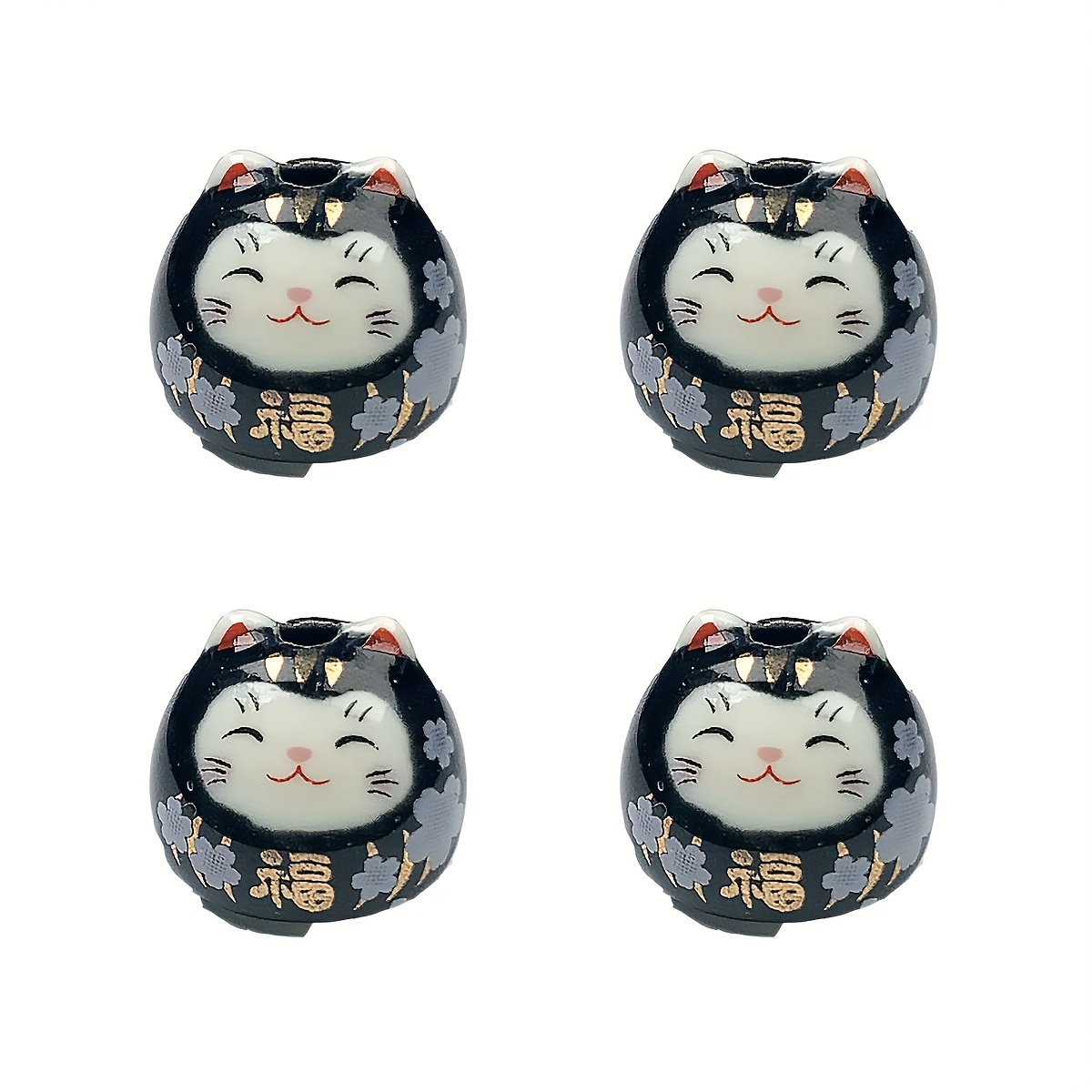 Image of 4pcs Cat Ceramic Beads | Loose Charm Bead For Jewelry Making, Bracelet Necklace Gifts Beads & Bead Assortments
