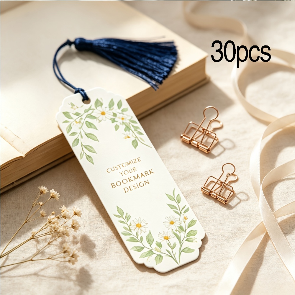 TEMU Segnalibri Personalizzati, 30 pz Fronte-Retro con il Tuo Motivo Personalizzato, Nappe Gratuite, Dimensioni 12cm*4cm. Un Regalo Commemorativo