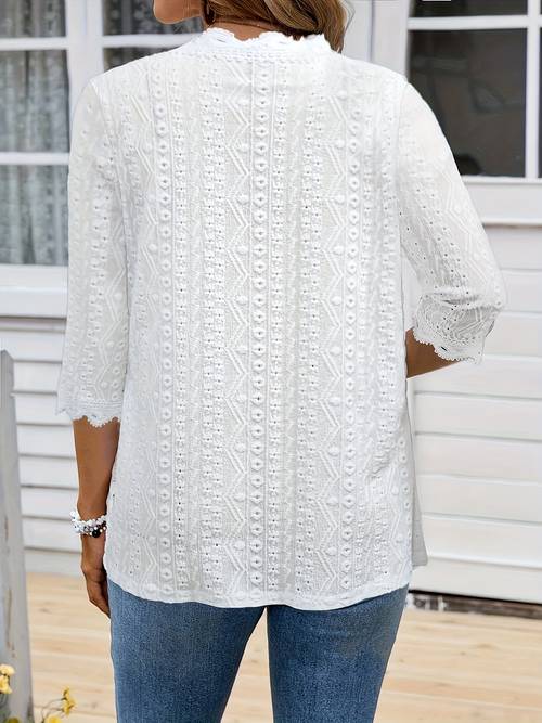 ladies fashion elegant embroidered eyelet jacquard lace sleeve cardigan