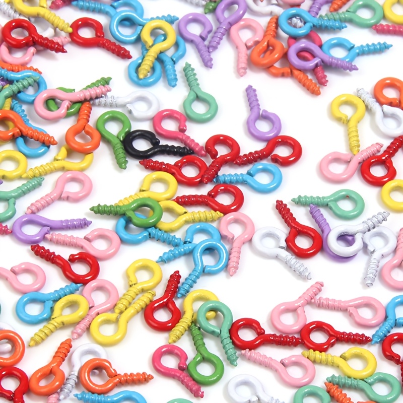 TEMU 600 piezas de ojales de coloridos con gancho para llaveros, colgantes, fabricación de joyería, accesorios de herrajes, artículos para colgar en