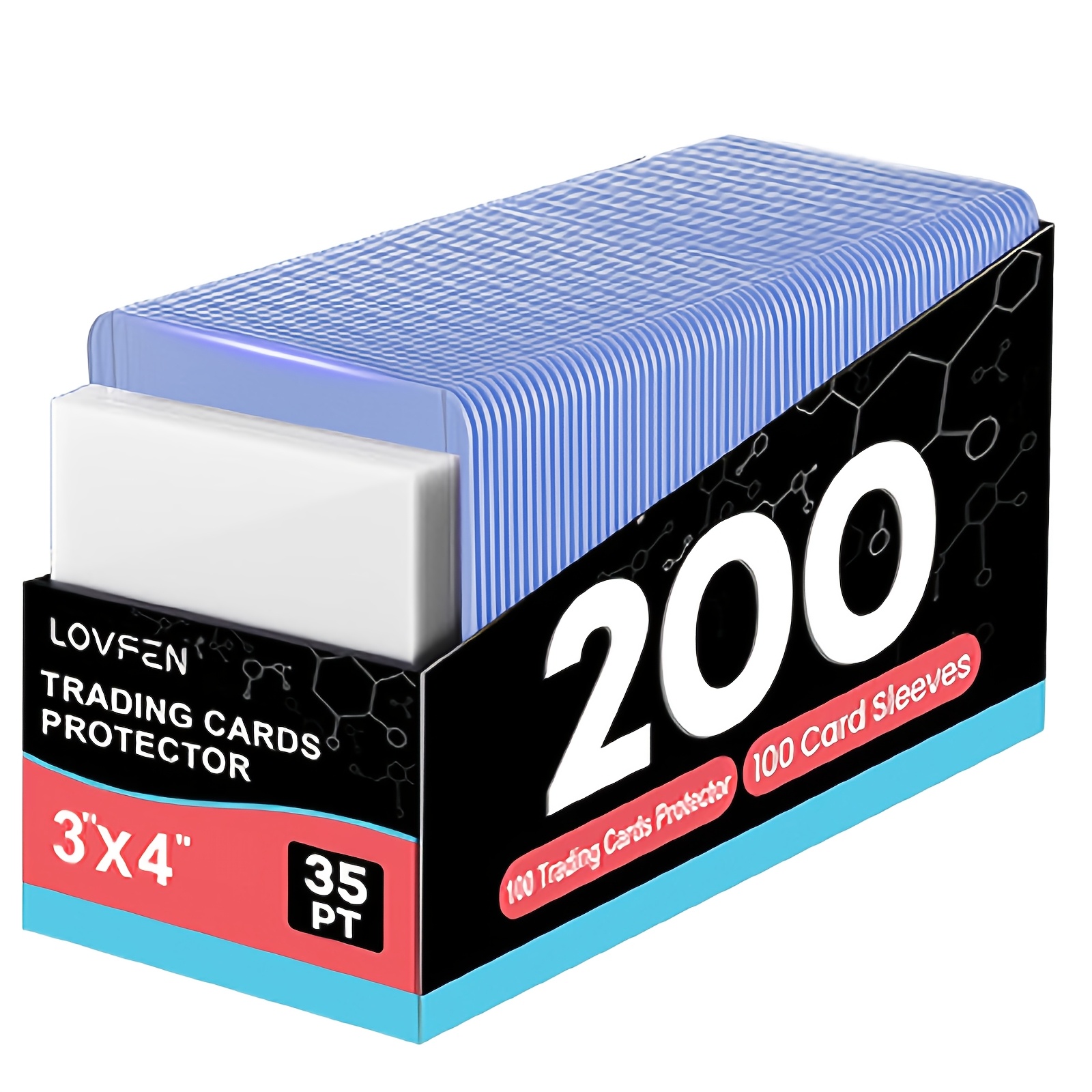 TEMU Lovfen 200ct, 3"x4" Baseball Card Protective Case Hard Plastic, Regular Top Loading Card Holder, Suitable For Sports Football Trading Cards(100 +100 Sleeves)