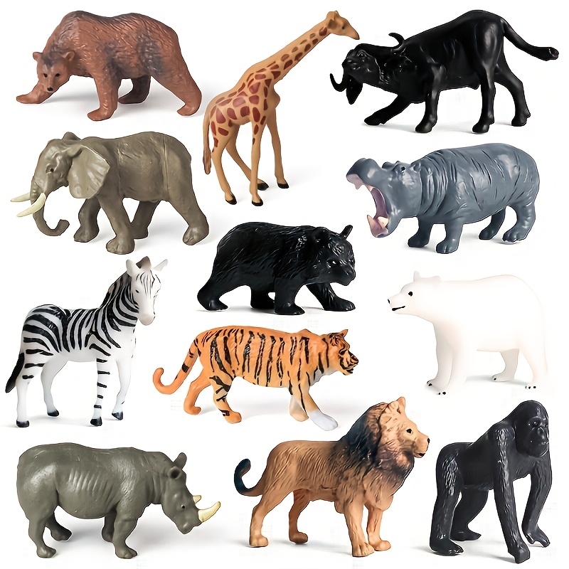 Image of 12pcs Mini Wildlife Toy Set, Realistic Animal Statue Toys For Christmas, Birthday, Gifts And Party Supplies