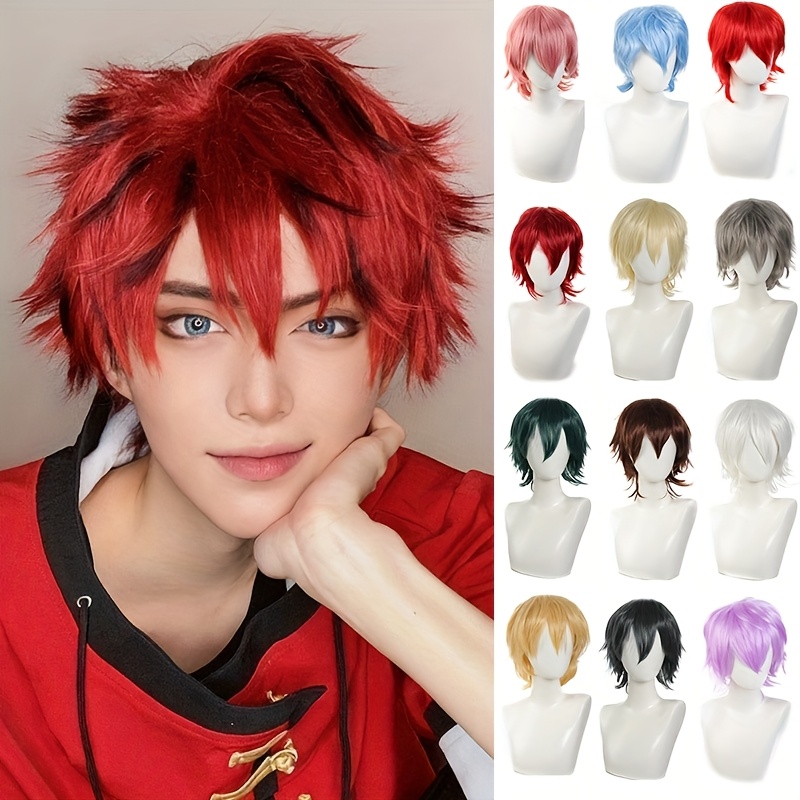 Wigs Short Fluffy Spiky Hair Wig Anime Wigs - Jean Amazon.com : Short Fluffy Anime Wigs for Women Men 21 colors  main image 4